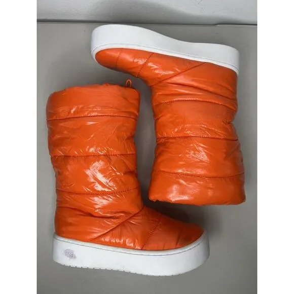 New Jeffrey Campbell Orange Puffer Platform Winter Boots Women’s Size 8
