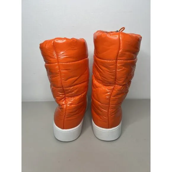 New Jeffrey Campbell Orange Puffer Platform Winter Boots Women’s Size 8
