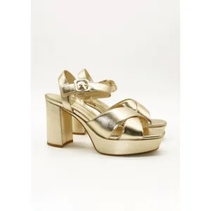 NEW JEFFREY CAMPBELL women's amma platform heels in light gold metallic