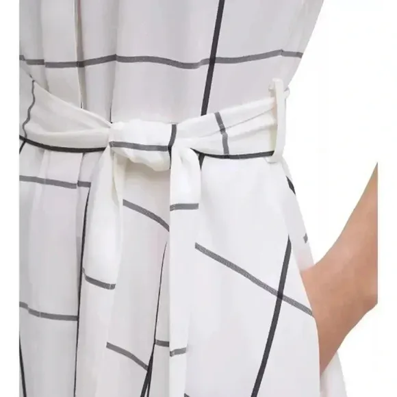 New Karl Lagerfeld Plaid Midi Shirt Dress Plus Size Fit &amp; Flare