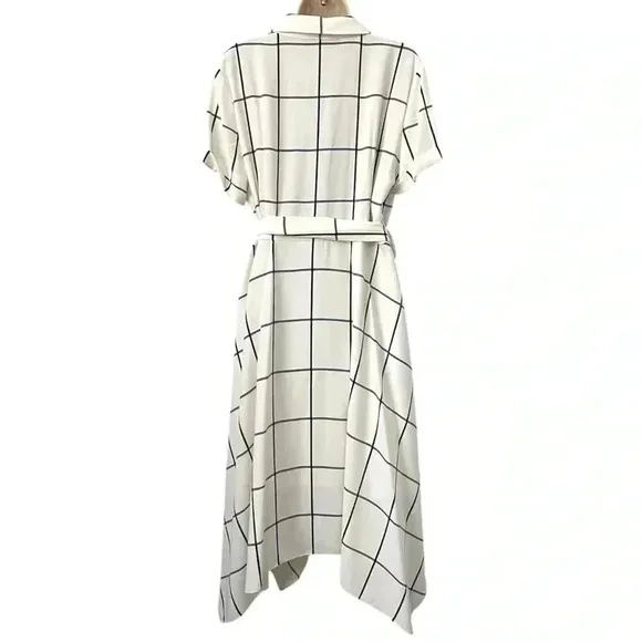 New Karl Lagerfeld Plaid Midi Shirt Dress Plus Size Fit &amp; Flare