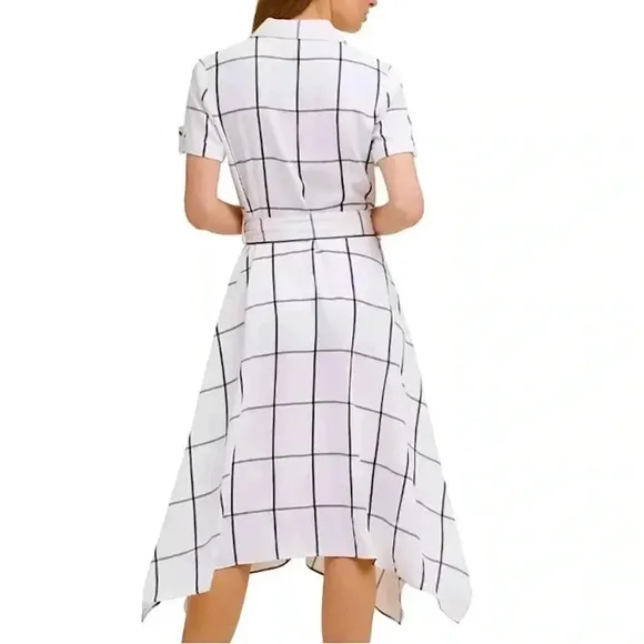 New Karl Lagerfeld Plaid Midi Shirt Dress Plus Size Fit &amp; Flare