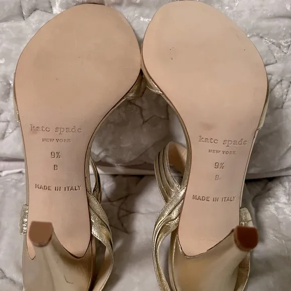 NEW KATE SPADE HELEN METALLIC GOLD STRAPPY HEEL