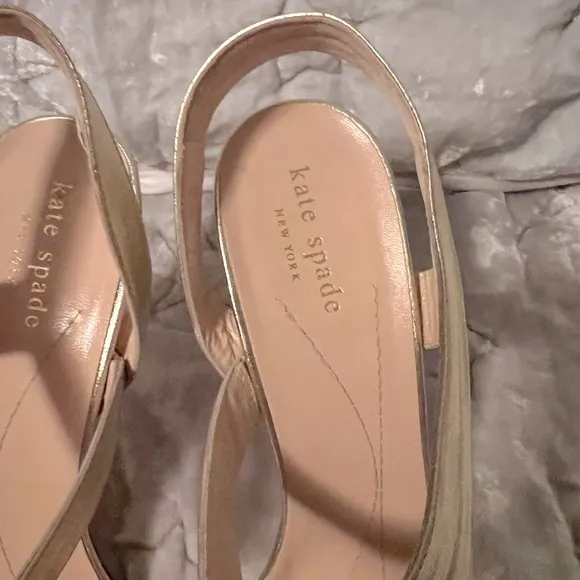 NEW KATE SPADE HELEN METALLIC GOLD STRAPPY HEEL