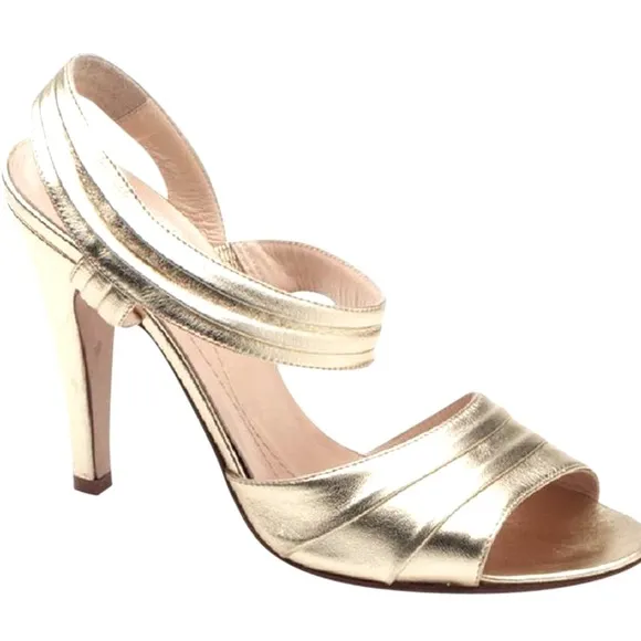NEW KATE SPADE HELEN METALLIC GOLD STRAPPY HEEL