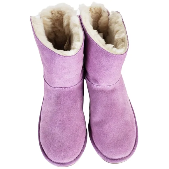 New koolaburra ugg girls kids attie bow fur suede snow winter boots lavender