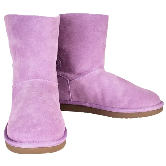New koolaburra ugg girls kids attie bow fur suede snow winter boots lavender