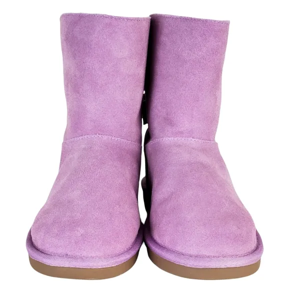 New koolaburra ugg girls kids attie bow fur suede snow winter boots lavender