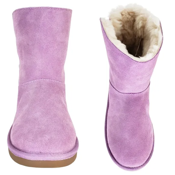 New koolaburra ugg girls kids attie bow fur suede snow winter boots lavender