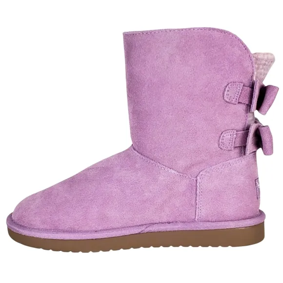 New koolaburra ugg girls kids attie bow fur suede snow winter boots lavender