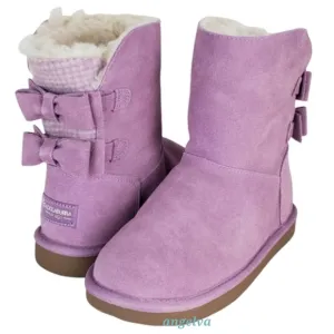 New koolaburra ugg girls kids attie bow fur suede snow winter boots lavender