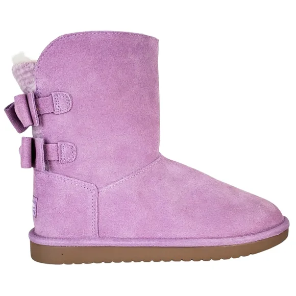 New koolaburra ugg girls kids attie bow fur suede snow winter boots lavender