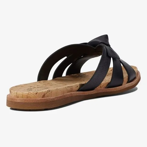 New Kork-Ease Brigit black leather knot bow size 6 flip flop sandal casual Cork