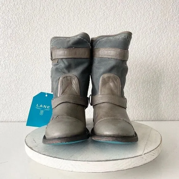 NEW Lane DUSTOFF Moto Boots Womens 9 Cowboy Gray Leather Western Wear Casual