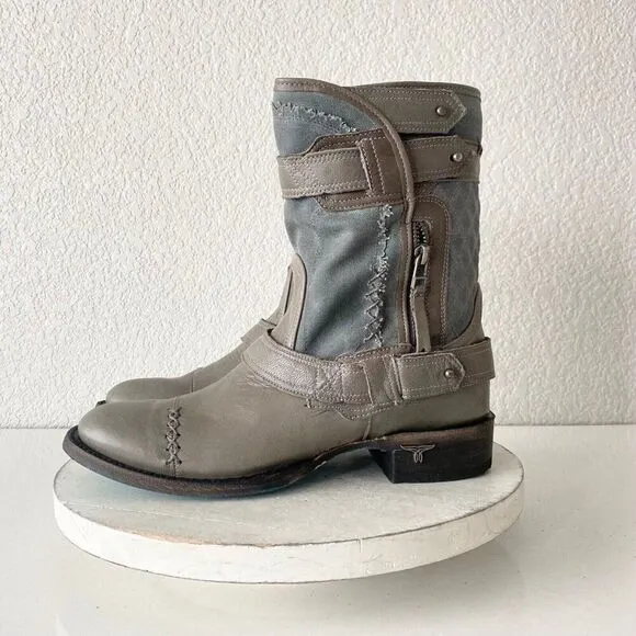 NEW Lane DUSTOFF Moto Boots Womens 9 Cowboy Gray Leather Western Wear Casual