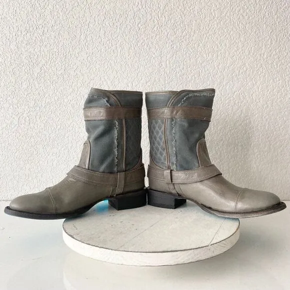 NEW Lane DUSTOFF Moto Boots Womens 9 Cowboy Gray Leather Western Wear Casual