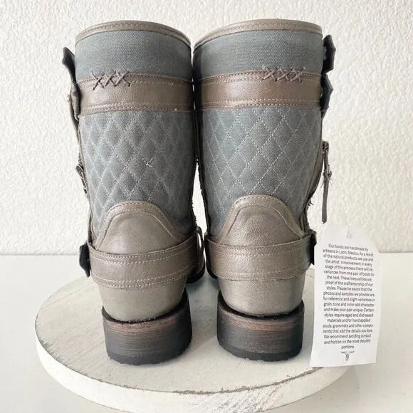 NEW Lane DUSTOFF Moto Boots Womens 9 Cowboy Gray Leather Western Wear Casual