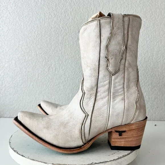 NEW Lane VICKSON Womens Cowboy Booties 10 Western Cowgirl White Leather Boots