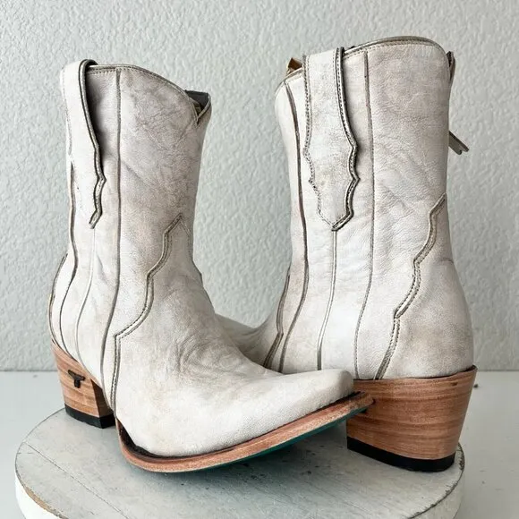 NEW Lane VICKSON Womens Cowboy Booties 10 Western Cowgirl White Leather Boots
