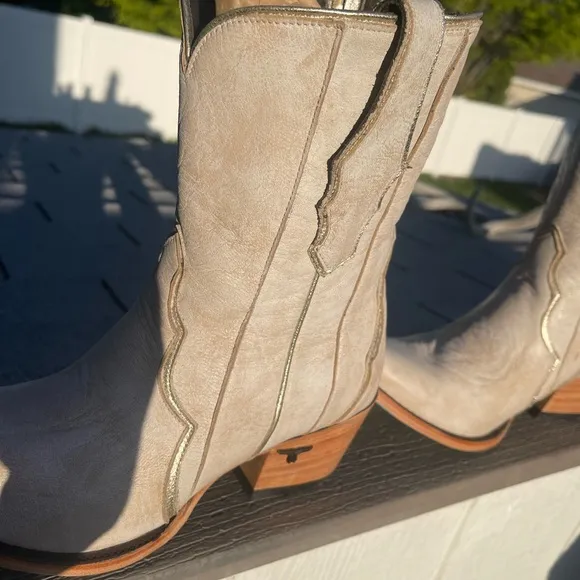 NEW Lane VICKSON Womens Cowboy Booties 10 Western Cowgirl White Leather Boots