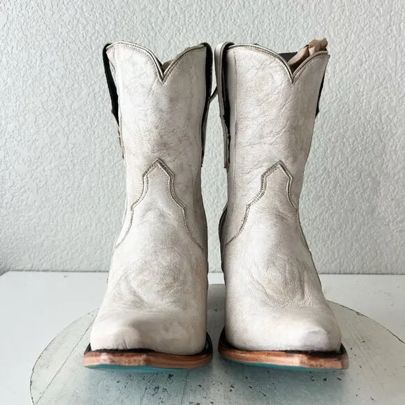 NEW Lane VICKSON Womens Cowboy Booties 10 Western Cowgirl White Leather Boots