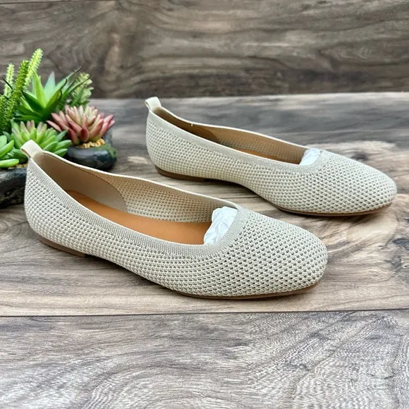 NEW Lucky Brand 9.5M Daneric Metallic Knit Washable Square Toe Ballet Flats