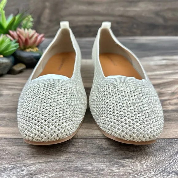 NEW Lucky Brand 9.5M Daneric Metallic Knit Washable Square Toe Ballet Flats