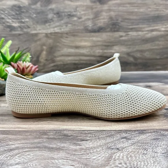 NEW Lucky Brand 9.5M Daneric Metallic Knit Washable Square Toe Ballet Flats