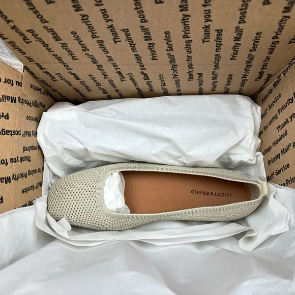 NEW Lucky Brand 9.5M Daneric Metallic Knit Washable Square Toe Ballet Flats