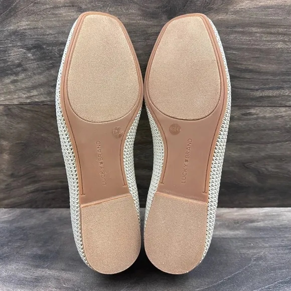 NEW Lucky Brand 9.5M Daneric Metallic Knit Washable Square Toe Ballet Flats