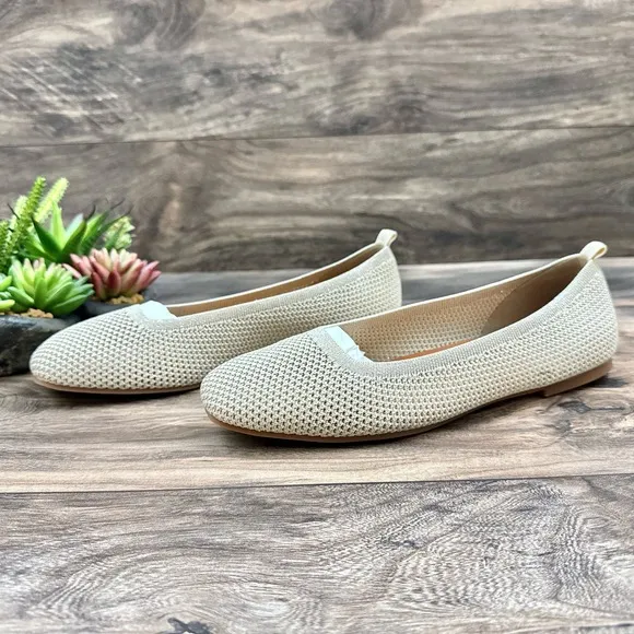 NEW Lucky Brand 9.5M Daneric Metallic Knit Washable Square Toe Ballet Flats