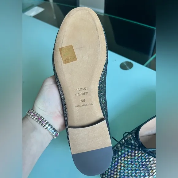 New! MANSUR GAVRIEL Ballerina Flats Iridescent Metallic Leather Shoes Size 38