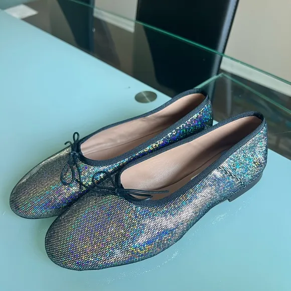 New! MANSUR GAVRIEL Ballerina Flats Iridescent Metallic Leather Shoes Size 38