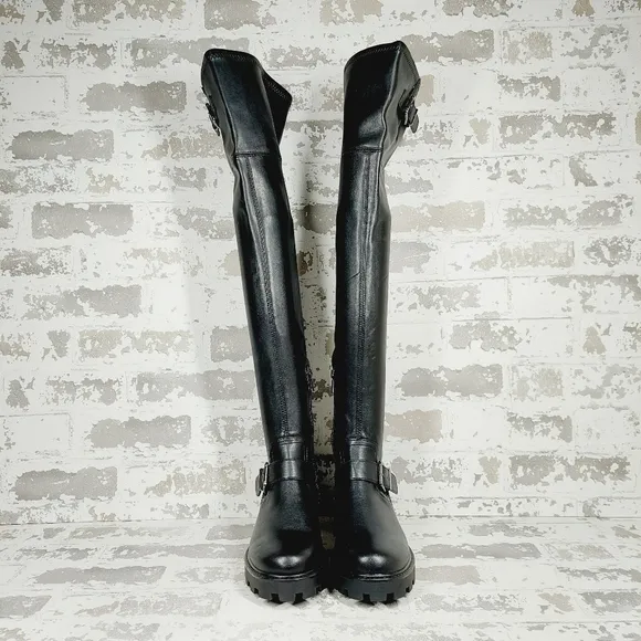 NEW Marc Fisher LTD Ganven Black Lug Sole Over the Knee Boots K284