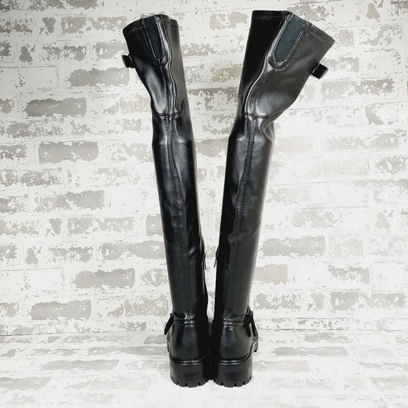 NEW Marc Fisher LTD Ganven Black Lug Sole Over the Knee Boots K284