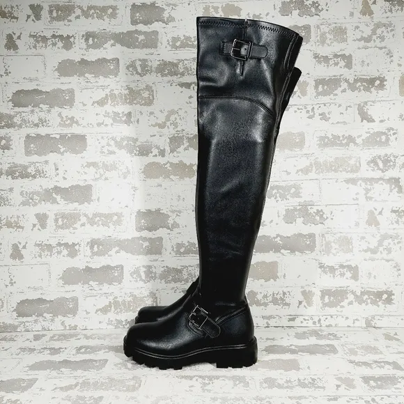 NEW Marc Fisher LTD Ganven Black Lug Sole Over the Knee Boots K284
