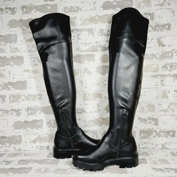 NEW Marc Fisher LTD Ganven Black Lug Sole Over the Knee Boots K284