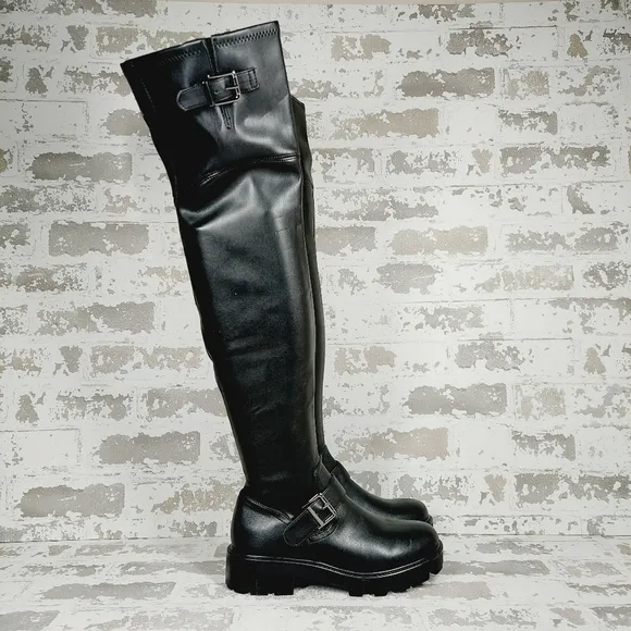 NEW Marc Fisher LTD Ganven Black Lug Sole Over the Knee Boots K284