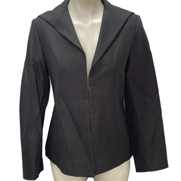 NEW MASSIMO DUTTI Women’s Black Blazer Size 6 Hook &amp; Eye Closure