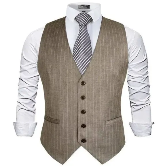 New Mens Suit Vest Formal Brown