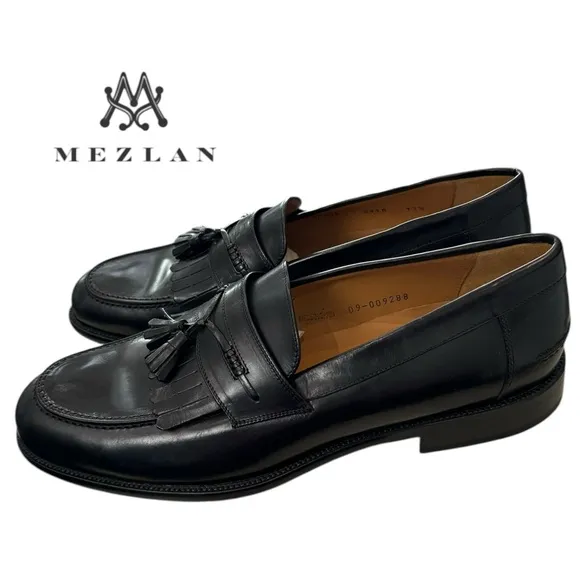 New Mezlan Romano Men's Black Leather Slip-on Loafers Dress Shoes 11.5  11.5M