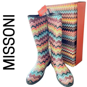 NEW Missoni Multicolor Zigzag Winter &amp; Rain Boots &amp; original box