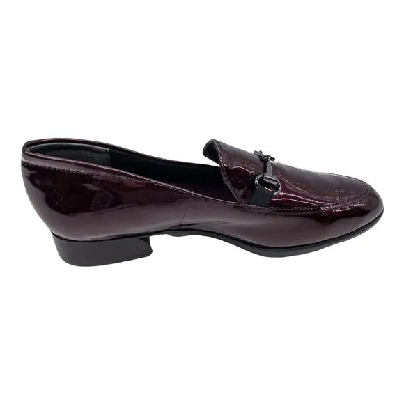 New Munro Shoes Harrison II Ruby Red Patent Leather Bit Accent Loafers 7