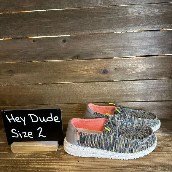 New NWT Big Kids Hey Dude Wendy Peacock Pink Slip On‎ Shoes Loafers Size 2 Y