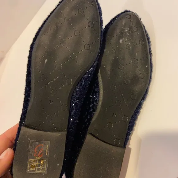 NEW Papanatas blue shimmer velvet Mary Jane ballet flat shoes