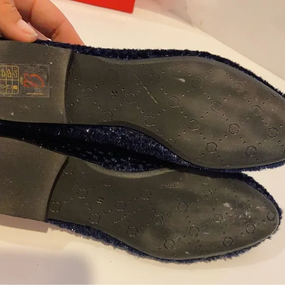 NEW Papanatas blue shimmer velvet Mary Jane ballet flat shoes