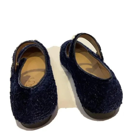 NEW Papanatas blue shimmer velvet Mary Jane ballet flat shoes