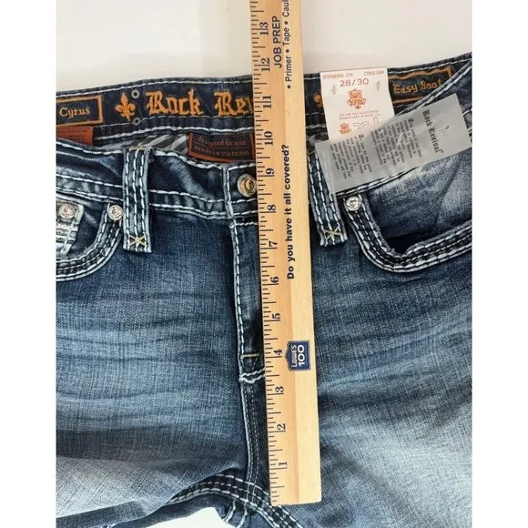 New Rock Revival‎ Jeans Women's 28x30 Cyrus Easy Boot Rhinestone Denim Blue