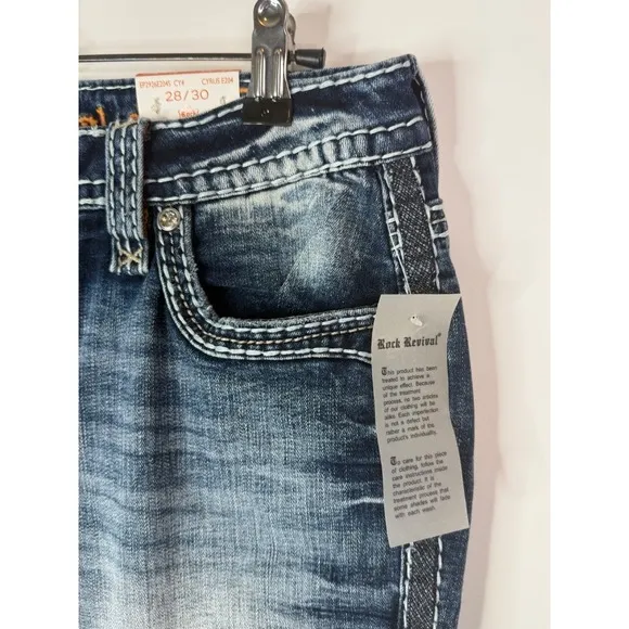New Rock Revival‎ Jeans Women's 28x30 Cyrus Easy Boot Rhinestone Denim Blue