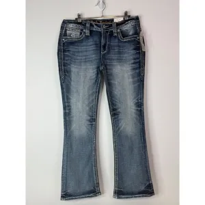 New Rock Revival‎ Jeans Women's 28x30 Cyrus Easy Boot Rhinestone Denim Blue